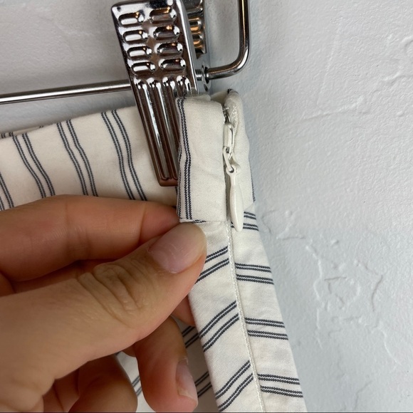 JOIE Yenene Striped Asymmetric-Hem Midi Skirt in Porcelain Cream Grey Size 2 - Picture 5 of 8